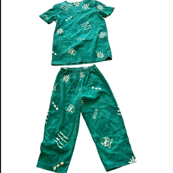 Coconut Bay Hawaiian Print Capri and T-Shirt Set Sz M - Picture 1 of 6